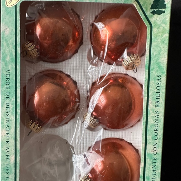 Krebs set of 5  designer glass with crowns Christmas ornaments - Picture 1 of 4